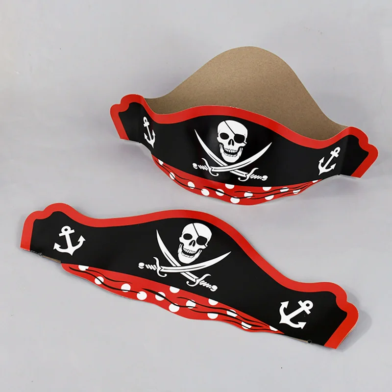 5pcs Halloween Pirate Paper Hat Pirate Theme Kids Birthday Party Props Halloween Party Cosplay Masquerade Pirate Hat Decorations