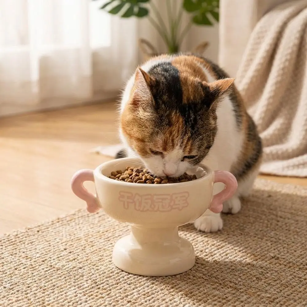 

Elevated Cat Food Water Bowl Large Capacity High Feet Ceramic Pet Bowl Non-Slip Base Stable Cat Feeder Dish