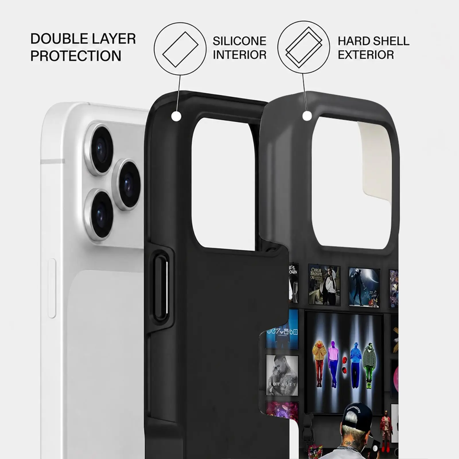 Imagen 6: Funda para Teléfono Rap C-Chris B-Brown para iPhone 17 16 15 14 13 12 11 Pro Max Air, 2 en 1, Doble Capa, Antigolpes, Protectora