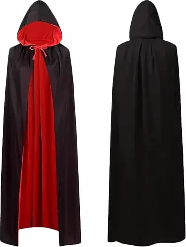 Halloween Wendbare Kapuzenumhängejacke Unisex Halloween Cosplay Party Kostüm Schwarzer Roter Umhang Robe Vampirumhang für Männer und Frauen – Detail 5