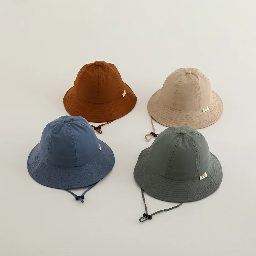 Summer Kids Bucket Hat Solid Color Boys Girls Sun Visor Cap Outdoor Fashion Beach Children Fisherman Caps