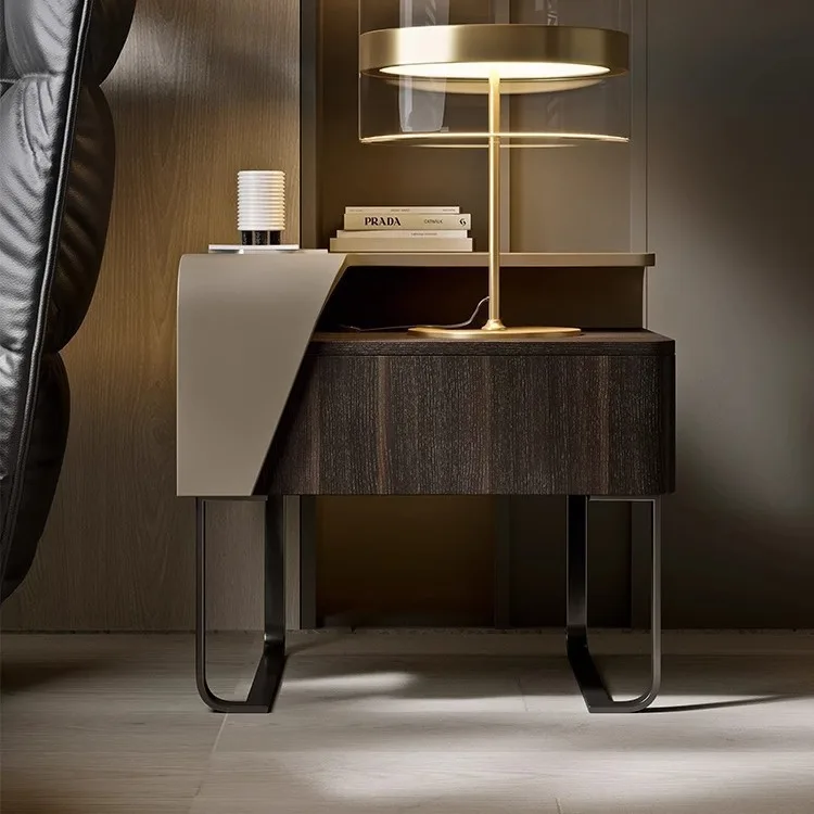 Cabinet designer new bedside table Italian minimalist light luxury bedroom small smoke