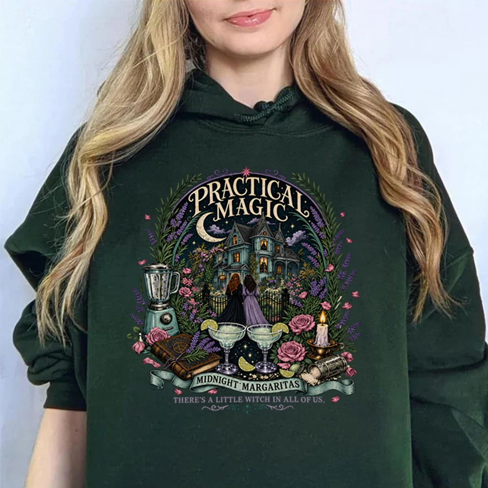 Vintage Practical Magic Hoodie Halloween Midnight Margaritas Shirt Retro Halloween Movie Pullover Spooky Season Trendy Hoodies