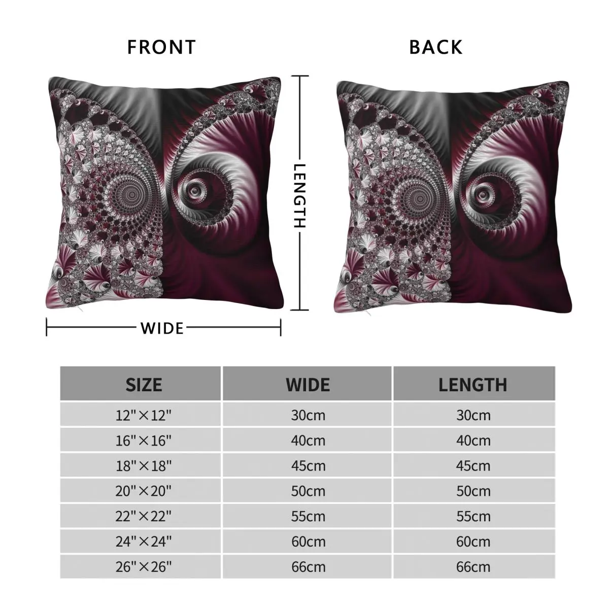 Fractal Grey Dark Plum Colours Square Pillowcase Polyester Linen Velvet Pattern Zip Throw Pillow Case Sofa Seater Cushion 45x45