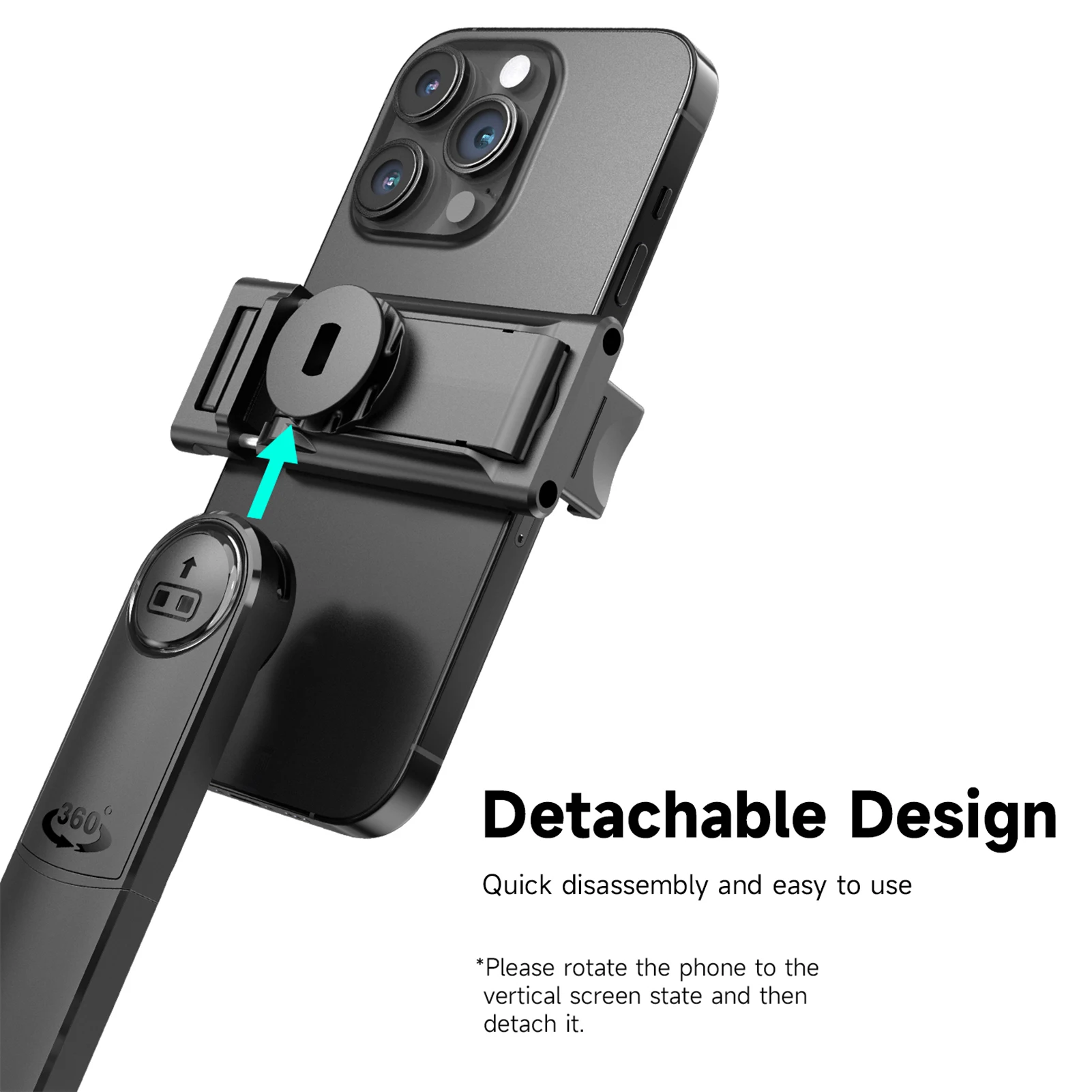 AI Face Tracking Phone Selfie Stick Tripod 360° Rotatable Gesture Control Max 64.3in Quadrapod Detachable Phone Holder
