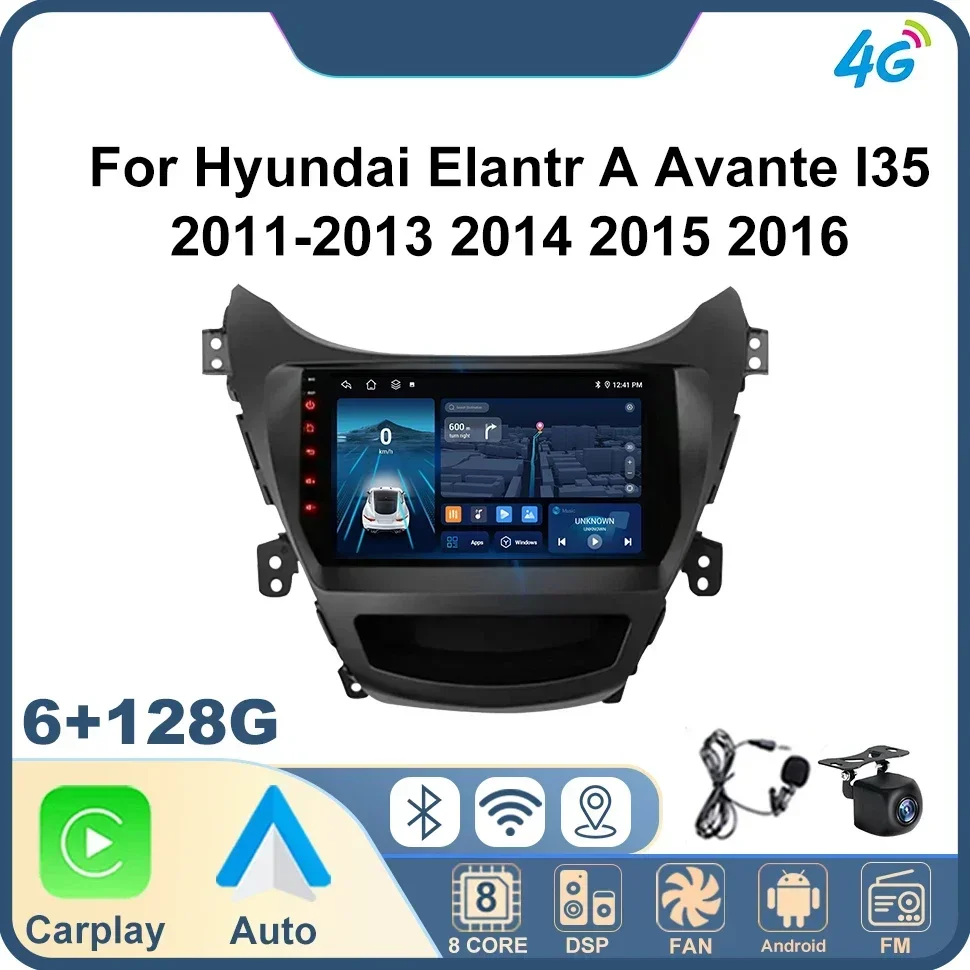 

Car Radio Multimedia Player for Hyundai Elantr A Avante I35 2011-2013 2014 2015 2016 GPS 4G BT WIFI FM Automovie Multimedia DSP