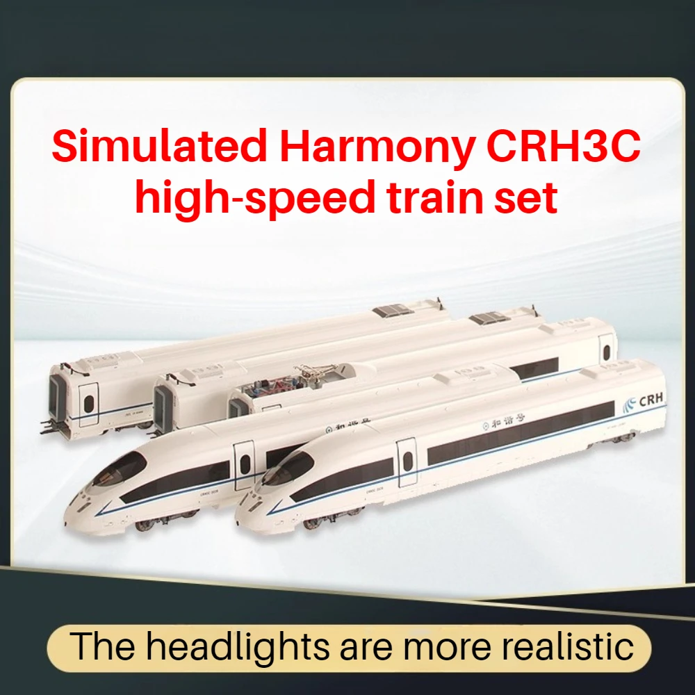 HO 1/87 CRH3C Simulation Harmony High-Speed EMU Model with Lighting Electric Locomotive Set Train Model Boy Toy Gift