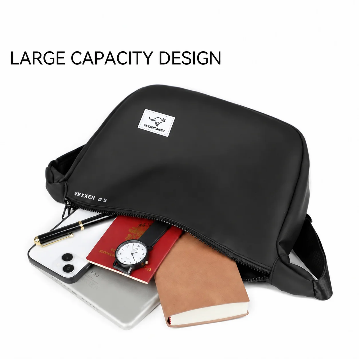 Men's Waterproof Large Capacity Sling Pack, Lightweight Daily Crossbody Shoulder Bag, Casual Daypack for Outdoor Commute Travel
