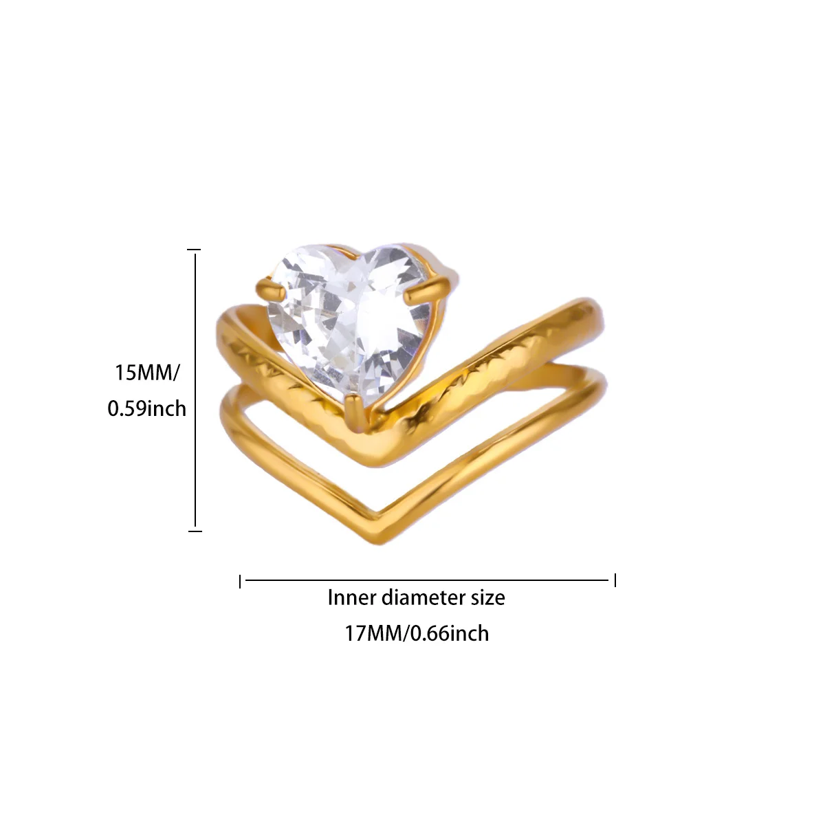 Heart Zircon for Women Open Adjustable Stainless Steel Ring 2026 Trend New in Luxury Design Brand Statement Jewelry Freeshipping