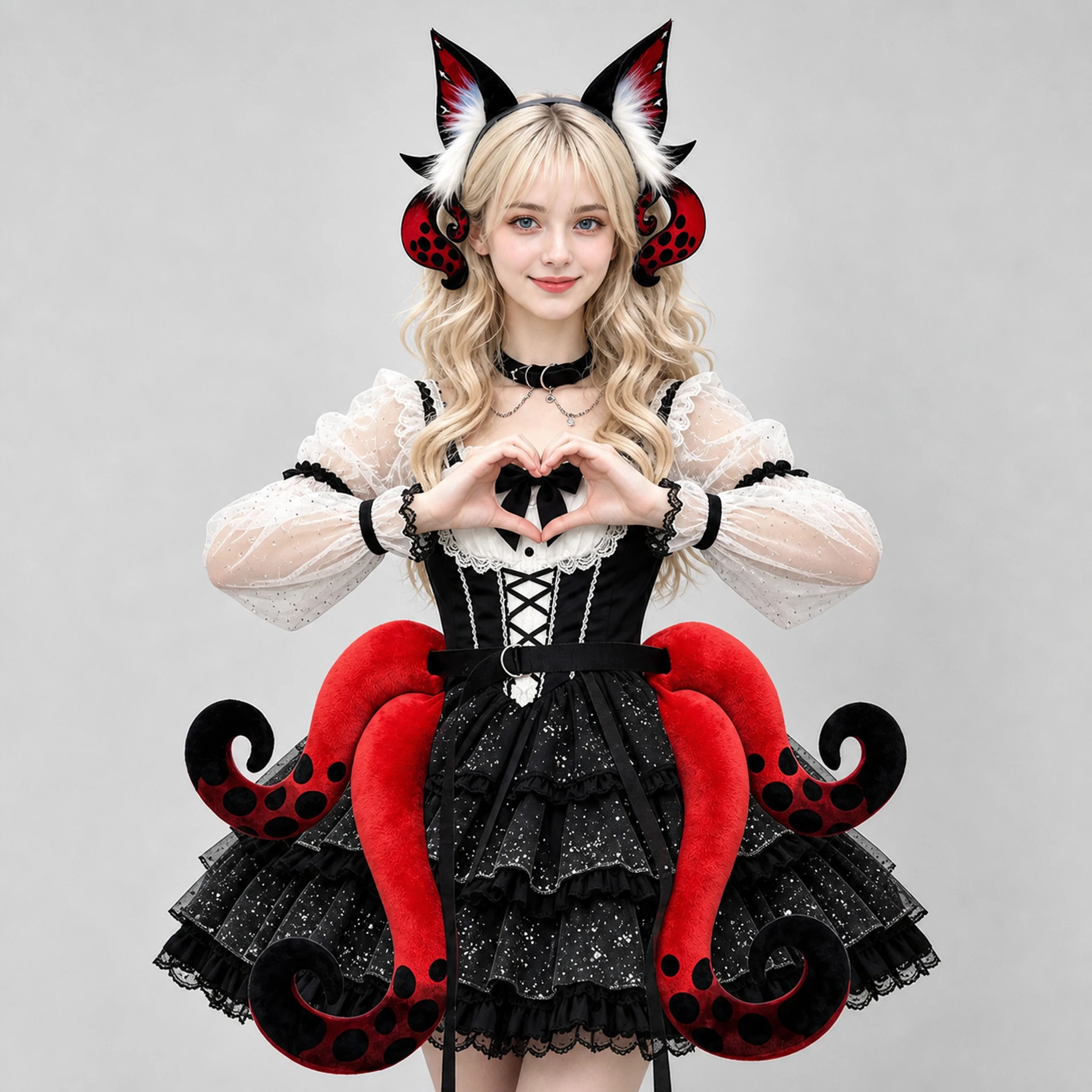 Gradient Plush Octopus Tentacle Waist Belt Octopus Tail Cosplay Accessory for Halloween Lolita Gothic Party Costume