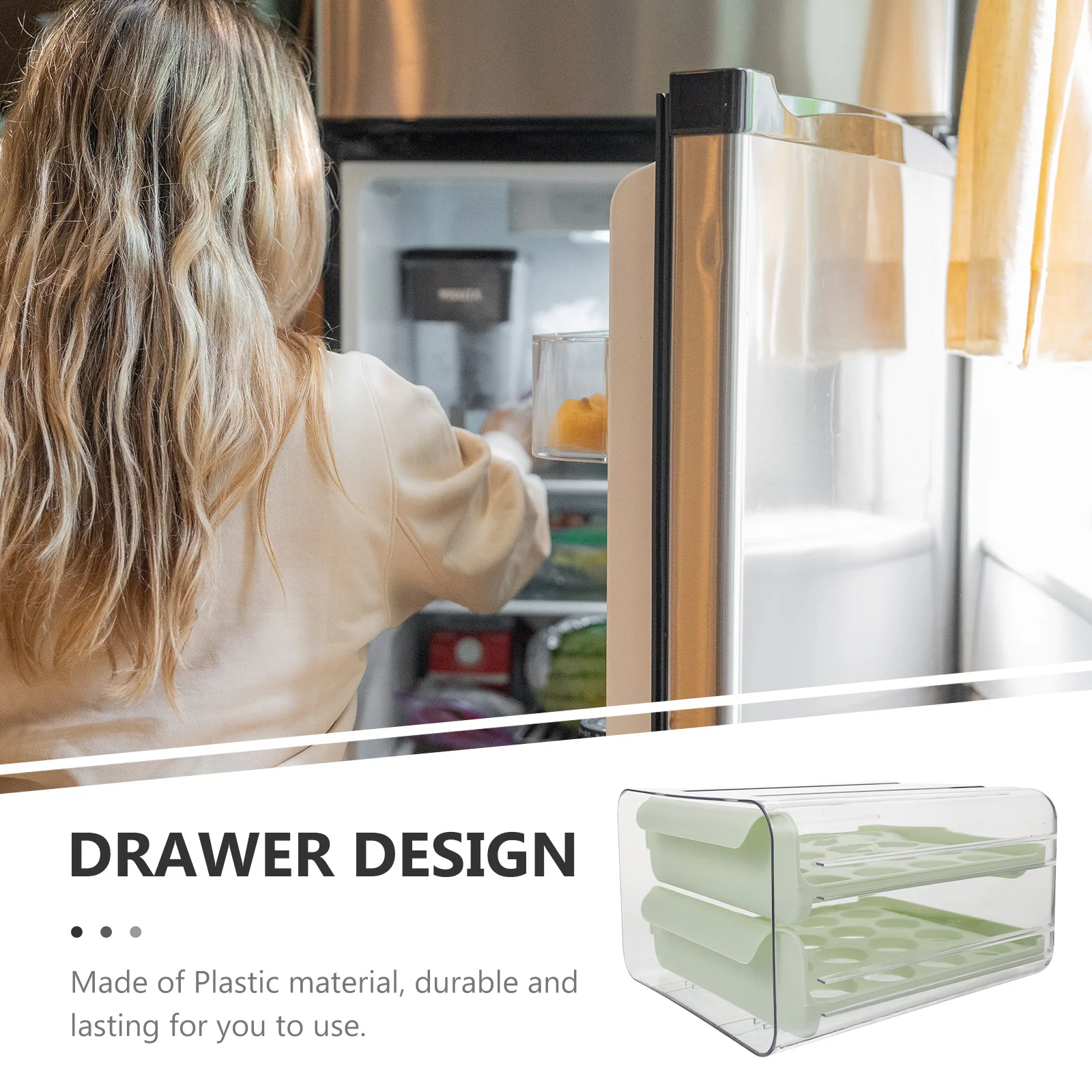 

Multi Grid Drawer Egg Holder Large Capacity Compact Space Saving Refrigerator Egg Storage Box Organizer Container