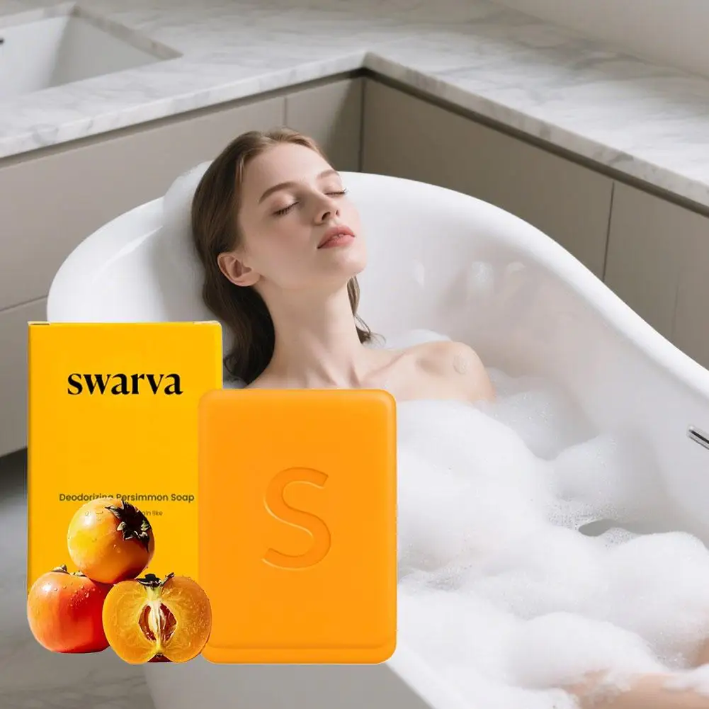 

Natural Gently Cleaning Oil Control Bath Soap Remove Odor Long-lasting Fragrance Persimmon Soap Unisex Moisturizing Bath Soap