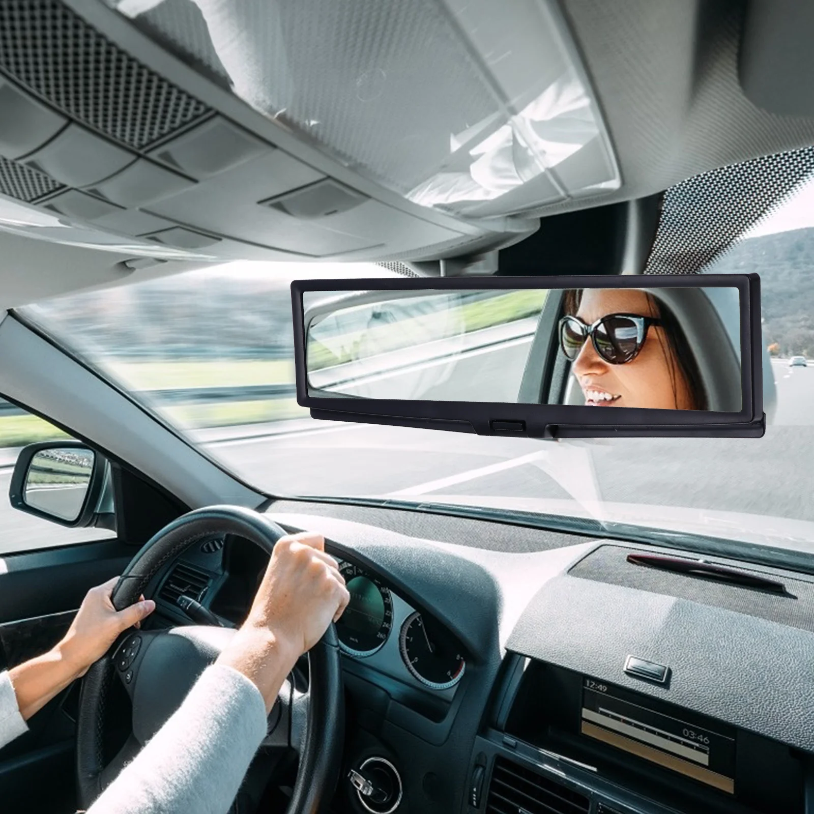 

Car Interior Rearview Mirror LED Wide Angle Easy Installation Durable Design Safe Driving Universal Vehicle Accessory