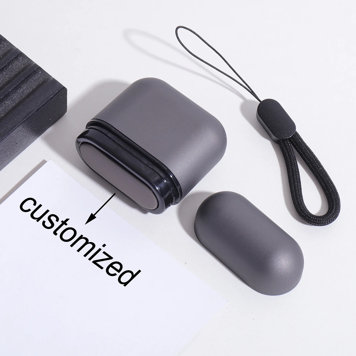 Sello de nombre creativo y personalizado de 1 pieza, caja de Metal, para firmas comerciales, marcado de pertenencias personales, sellos de nombre