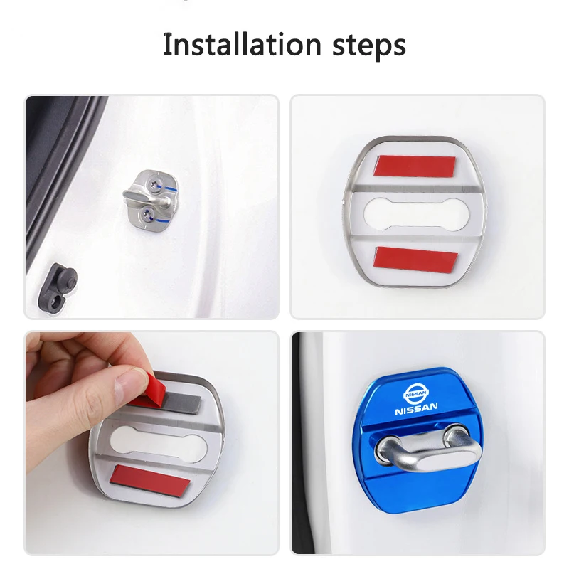 For Nissan X-trail Qashqai Juke Note Sentra Patrol Navara Micra 4pcs Stainless Steel Car Door Lock Cover Car Styling Accessories