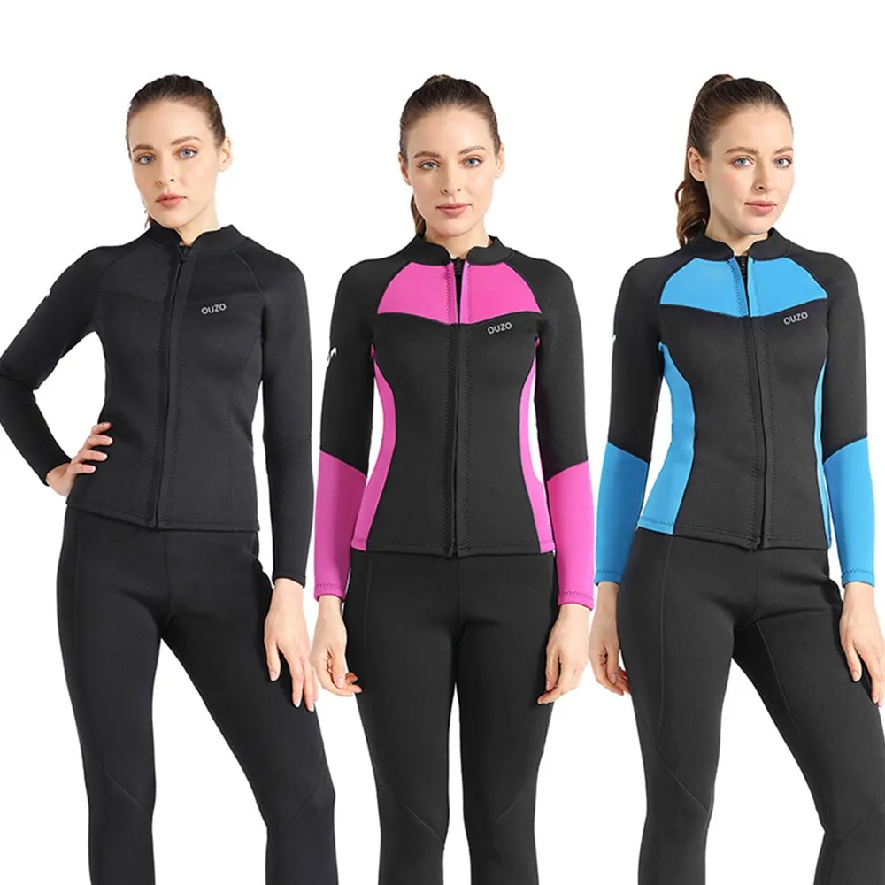 

Women's Wetsuits 1.5mm Neoprene Diving Swim Surf Tops Long Sleeve Zipper Jacket Swimwear for Snorkeling Boating Spearfishing