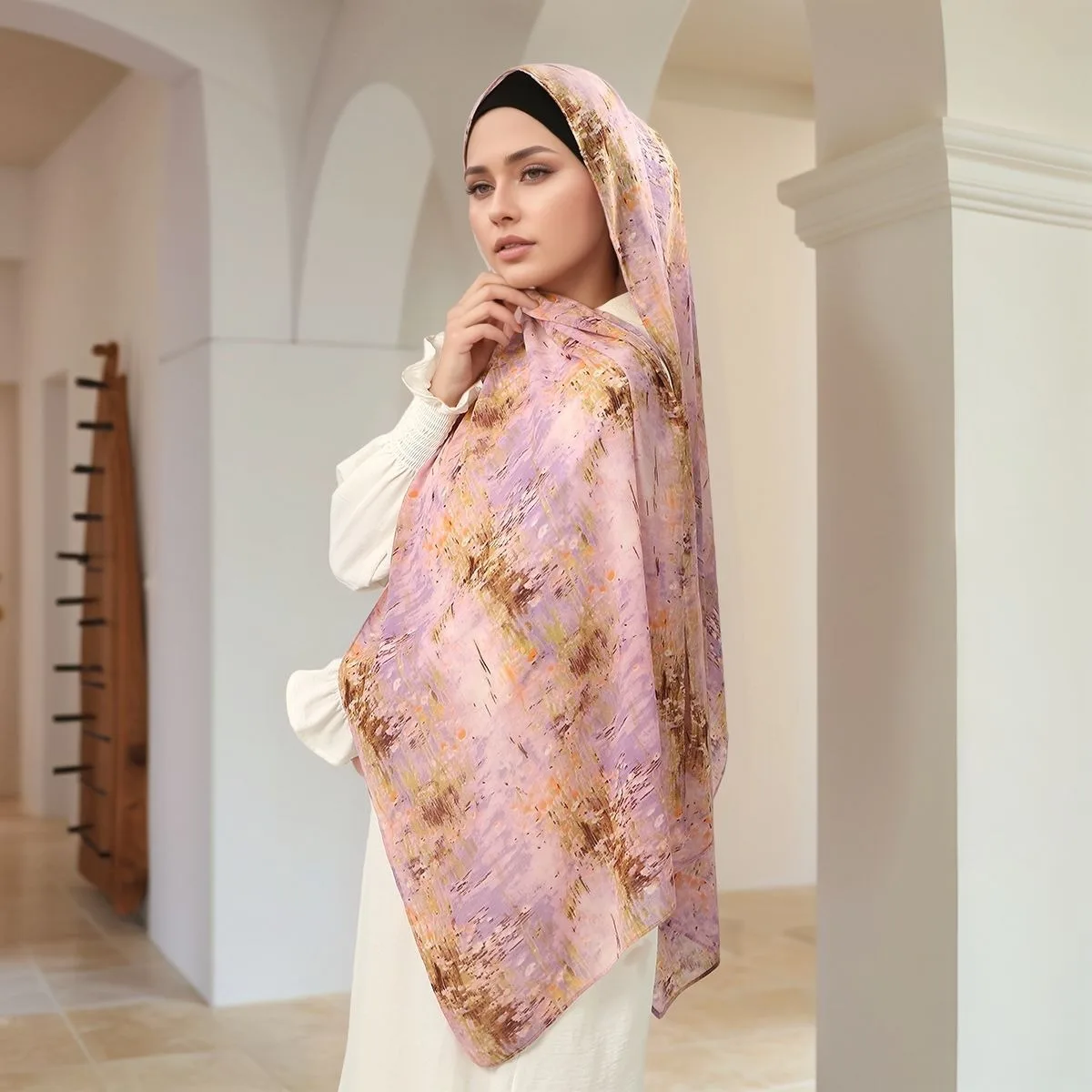 Chiffon Printed Long Scarf Women Headwrap Shawl Multi Style Choice Lightweight Wrap for Daily Outfits