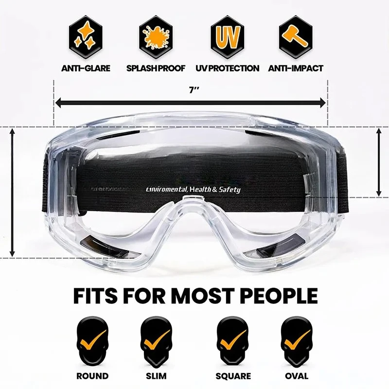 Anti-Fog Safety Goggles Fits Over Glasses Impact & Splash Resistant ANSI Z87.1 Goggles for Work  Industrial Use