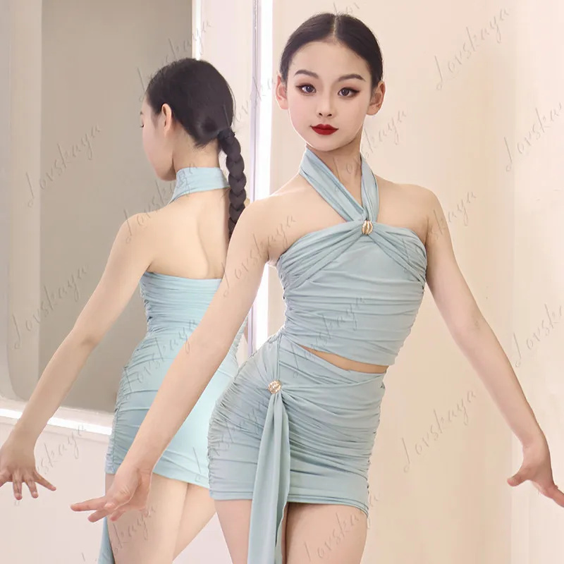 

Наряд для латинских танцев для девочек — изысканный повседневный тренировочный наряд для маленьких детей — детское платье для выступлений с юбкой