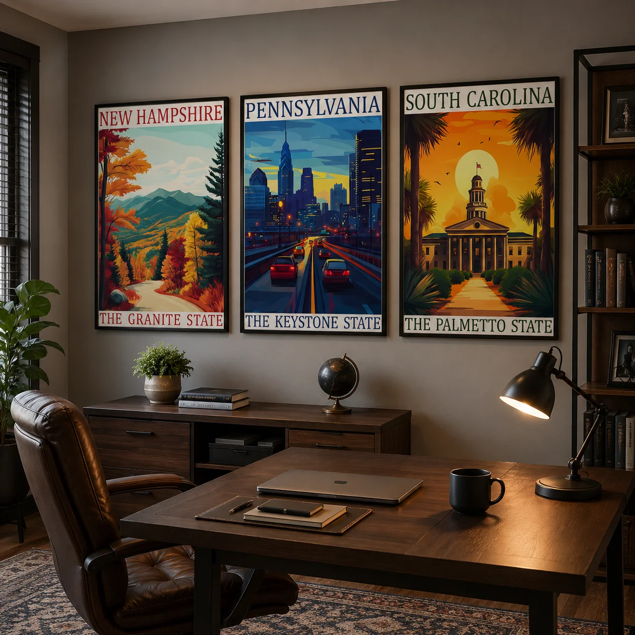 Landscape Wall Art, Western Scenery Canvas Painting, Vintage Poster Print for Living Room Bedroom Wall Décor