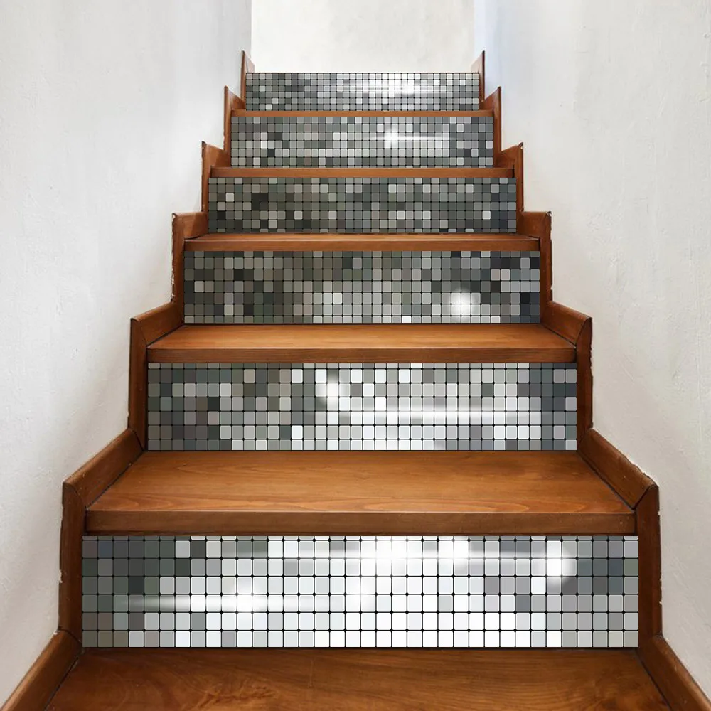 

6 Pcs Stair Stickers Peel and Stick Wear-Resistant Non-Slip Waterproof and Stain-Resistant Vinyl Flooring Loft Home Decoration