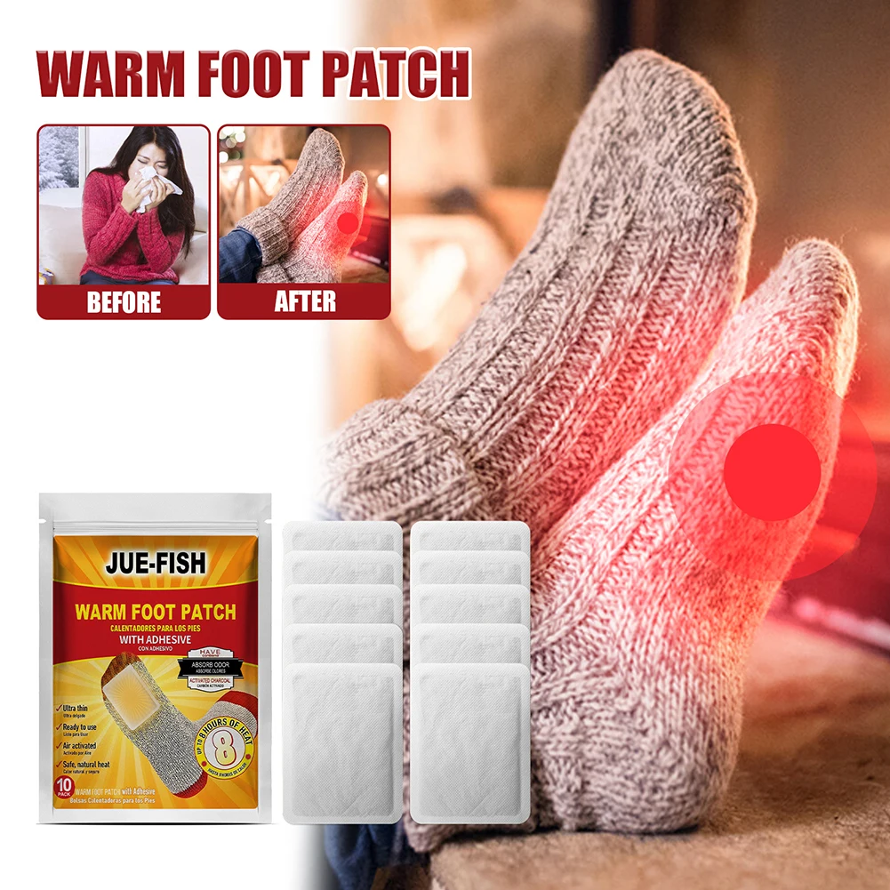 

5-10Pack 10Pcs/Pack Foot Warming Pads Adhesive Foot Heat Warmers Air Activated Up To 8 Hours of Heat for Outdoor Fishing Hunting