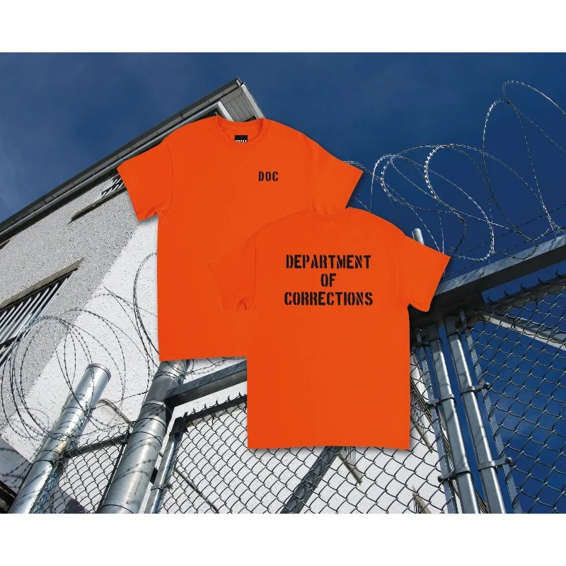 DOC أورانج الولايات المتحدة الأمريكية السجن السجن القطن تي شيرت قسم التصحيح القصدير زي بريزون بريك 2 تأثيري SWAT ملابس الشارع الشهير #1