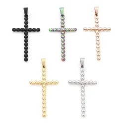 304 Stainless Steel Charms Religious Cross Pendants For DIY Making Necklace Bracelets Jewelry Findings 5.5cm x 2.5cm, 1 Piece