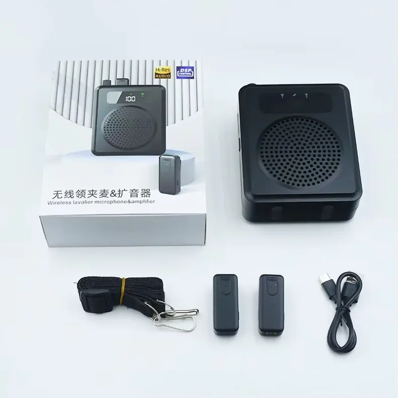 

Dual Wireless Lavalier Microphone Speaker Factory Loud Tour Guide Voice Amplifier For Teachers Plastic Cabinet Aux Battery
