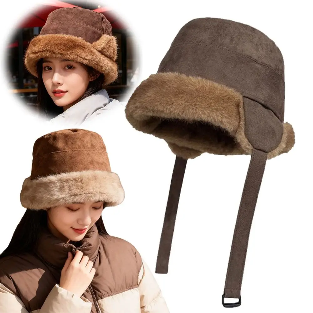 

Модная теплая женская панама, пушистые однотонные шапки из искусственной норки, морозостойкие рыбацкие шапки, зимние