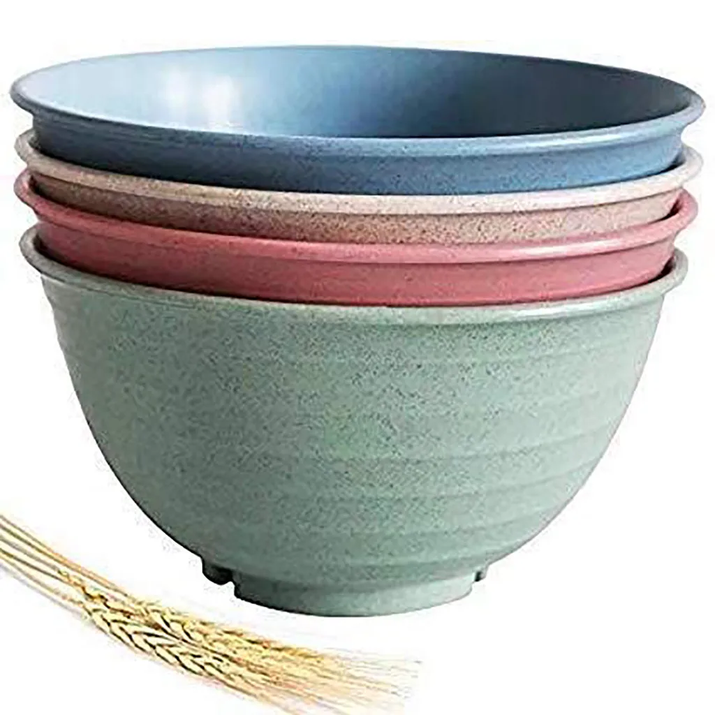 Safe Cereal Bowl Large X 4pcs Plastic Bowls Microwave Color Durable And Easy To Use Fall Prevention Bowl Kitchen Accessori