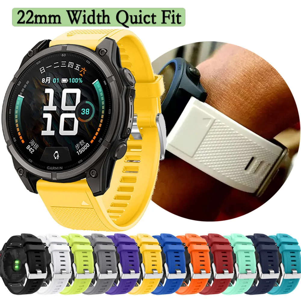 22mm Quick Fit Watchband For Garmin Fenix 9 47mm Tactix 8 47mm High Quality Durable Silicone Watchband For Garmin Approach S62