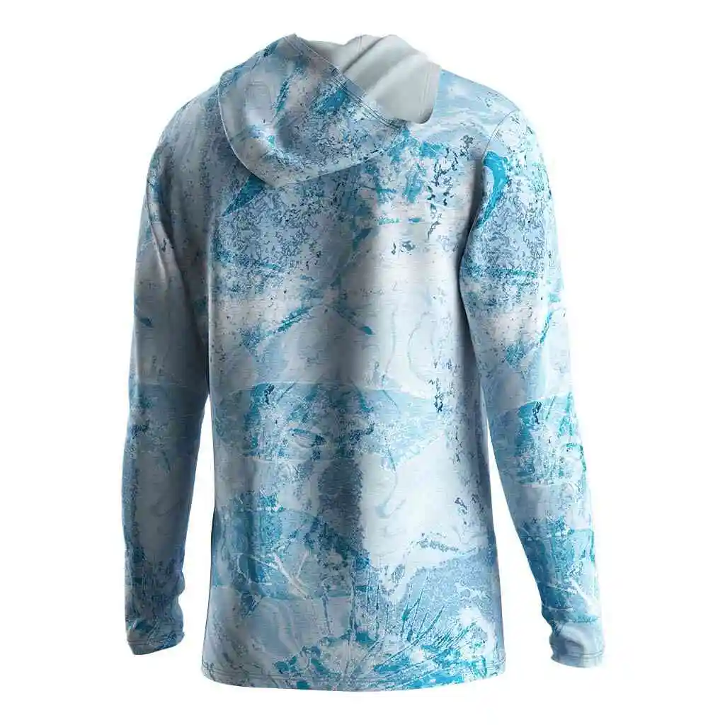 Mens Fishing UV Protection-Blue Fish 3D Printing-Performance Hooded Lightweight Outdoor Casual  Streetwear