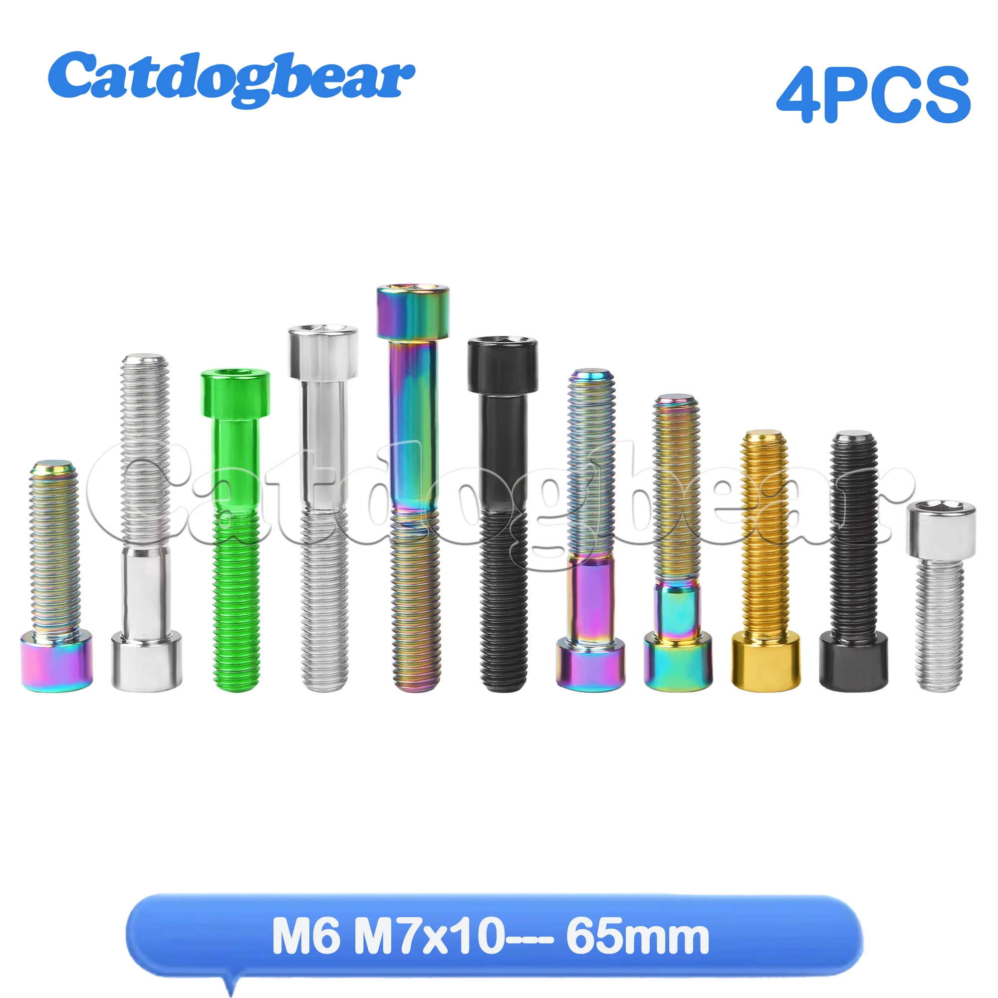 

Catdogbear 4pcs Titanium Bolts M6 M7x10 15 18 20 25 30 32 35 40 43 45 50 55 60 65mm Allen Hex Head Screws for Bike Accessories