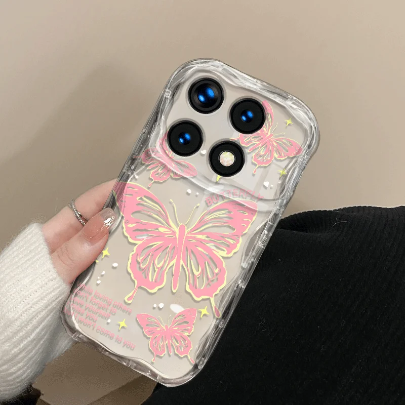 Capa tpu flexível para xiaomi poco x6 pro f6 pro 5g, à prova de choque, padrão de borboleta, capa protetora traseira fundas