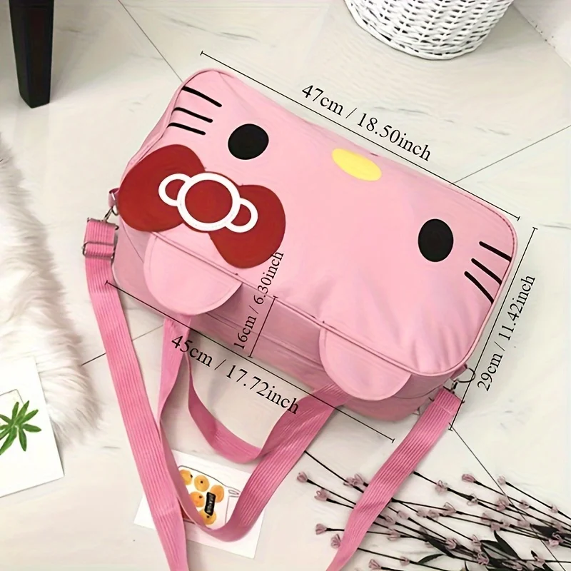 Borsa da viaggio Hello Kitty, tessuto Oxford, grande capacità, borsa portaoggetti simpatico cartone animato, borsa da donna per brevi viaggi, borsone sportivo