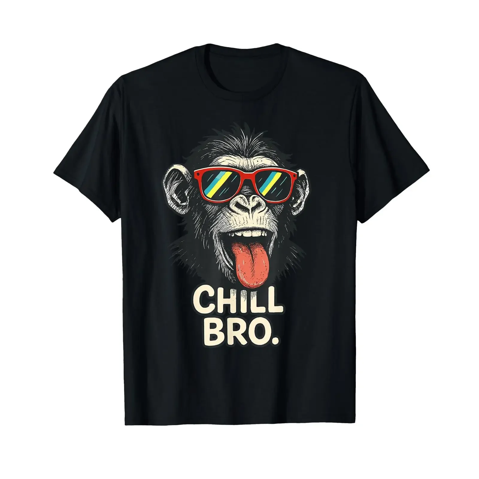 Chill Bro Cool Monkey with Sunglasses Funny Saying Gamer T Shirt vintage Washed Comfortable Top For Everyday Wear Casual