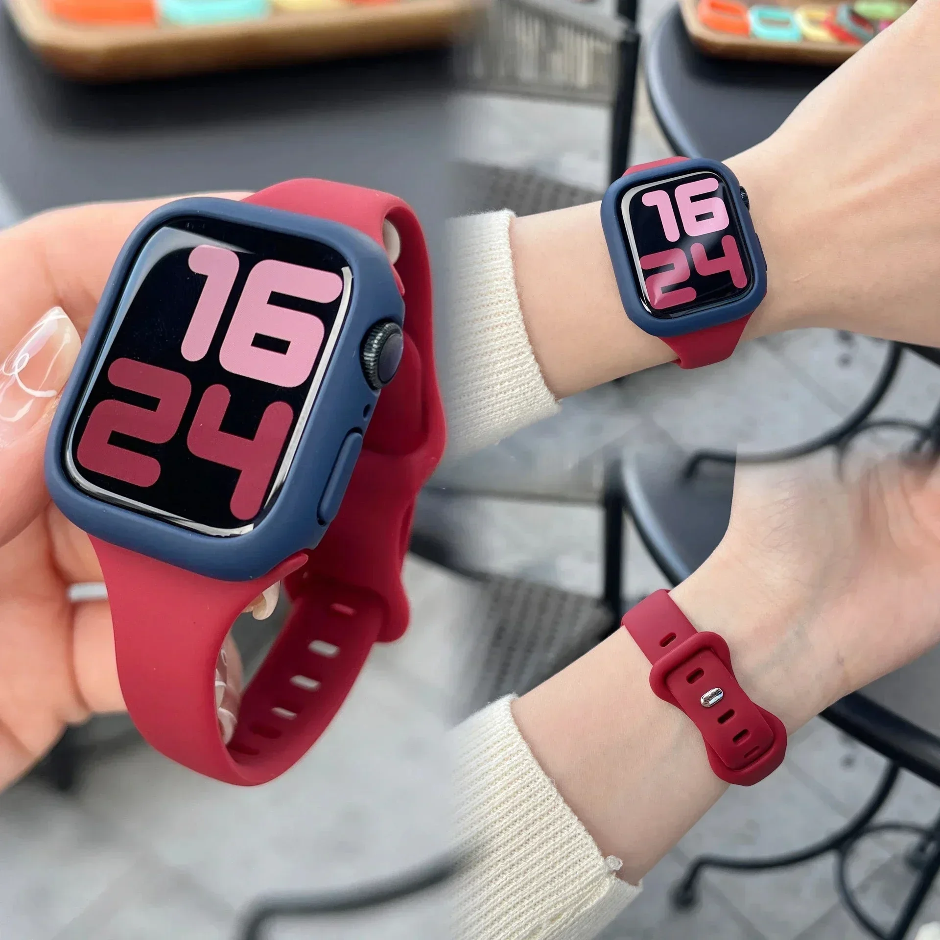 Funda y correa Candy para Apple Watch Series 11 10 9 8 7 45 41mm, correa de nailon/silicona para SE 6 5 4 44 40mm, correa para iWatch Ultra3 49mm