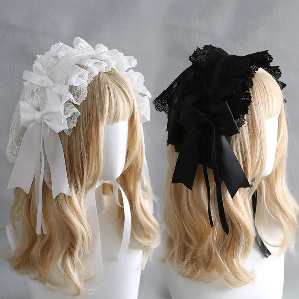 

Кукольные волосы, кружевной бант, повязка на голову во французском стиле, повязка на голову в стиле Лолиты, индивидуальный винтажный инструмент для укладки во французском стиле, элегантная кружевная повязка на голову