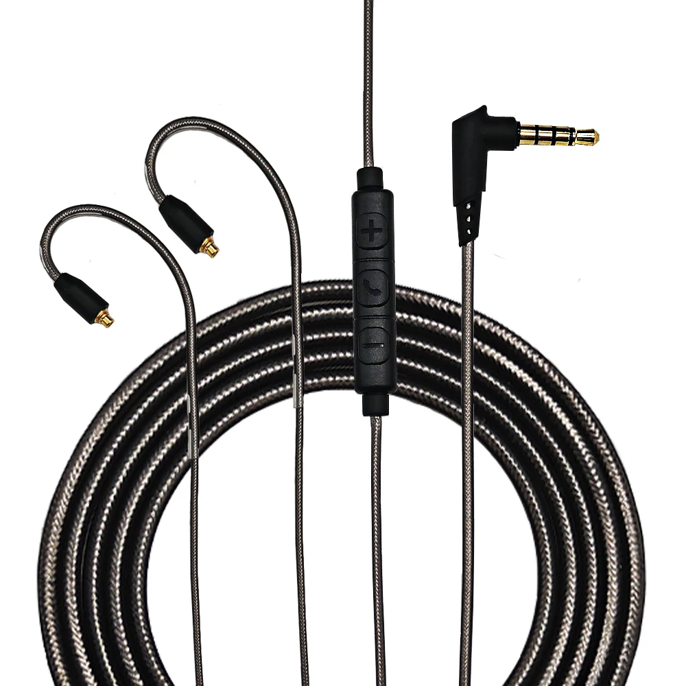3.5mm Stereo Audio MMCX HIFI Headphone Cables With Microphone Earphone Replacements Wires For SE215/315/535/846/UE900/DC/VJJB/N1