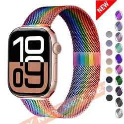 Milanese Straps For apple Watch band 44mm 40mm 45mm 46mm 49mm 42-46mm 41mm Pride Bracelet iwatch Series 10 9 3 6 7 8 SE Ultra 2