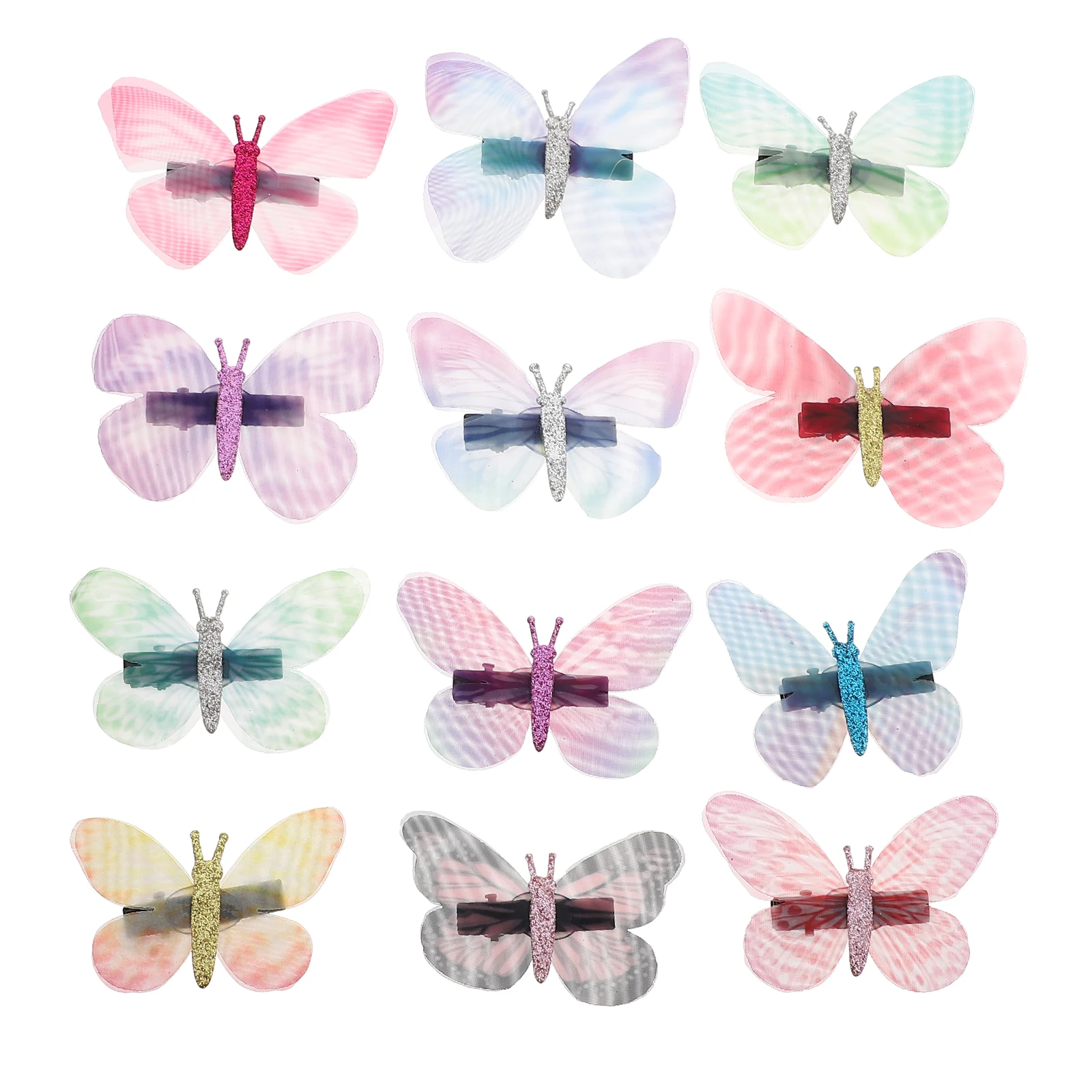 

12pcs Butterfly Bangs Hairpin Hair Clip Elegant Fabric Accessories Toddler Daily Stylish Hairpin nament Barrette