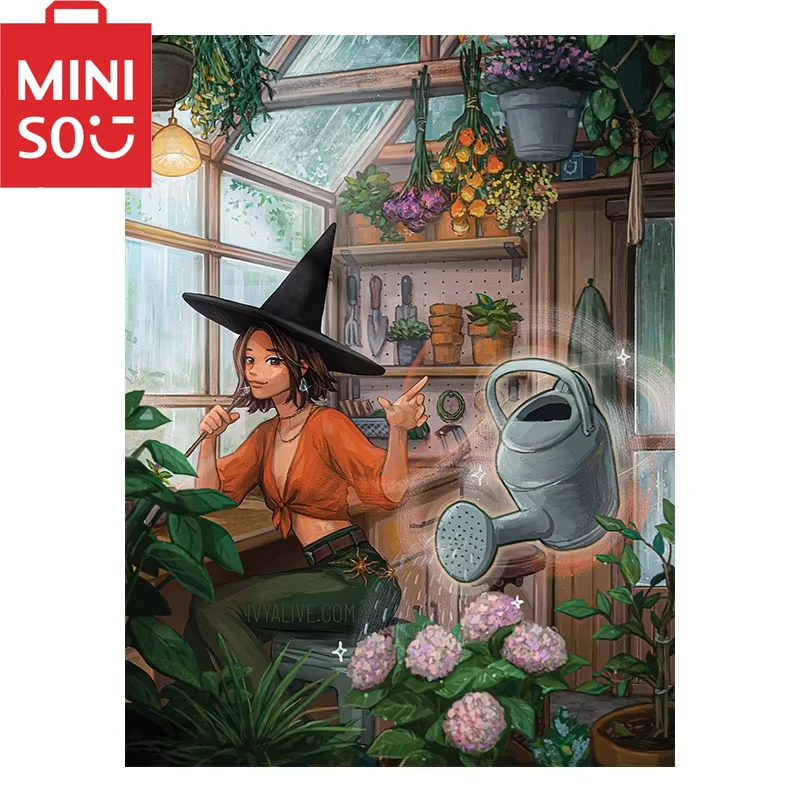 

MINISO картина маслом по номерам мультфильм Волшебная девочка водные цветы украшение дома живопись стены спальня декор комнаты подарок рамки