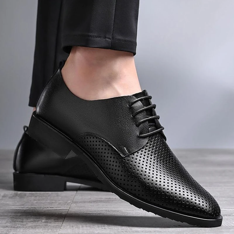

Дышащая летняя социальная обувь со шнурками и круглым носком, мужская повседневная деловая итальянская одежда, новая офисная мужская официальная обувь