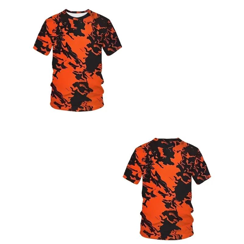 Bold Abstract Splash Tee Orange Black Design Men Plus Size T Shirt Women Unisex Casual Top Kids Clothing 2026 Fashion