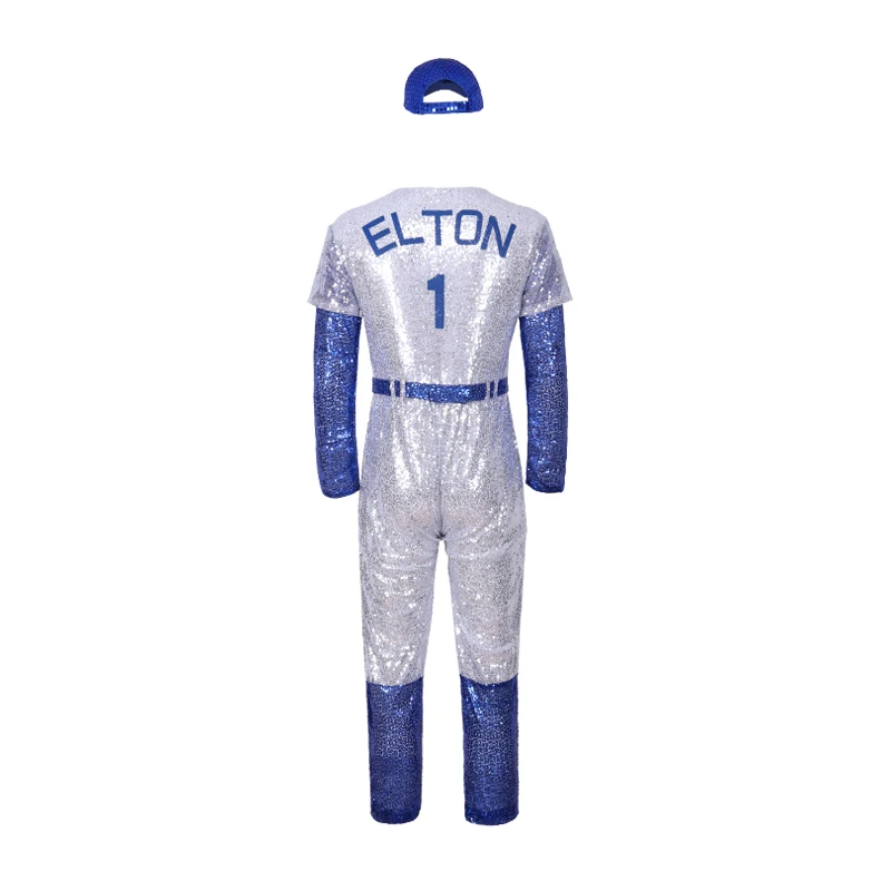 Rocketman Elton John Dodgers Cosplay Costume Baseball Uniform Jumpsuit Hat Halloween Party Costumes Outfit for Women Men