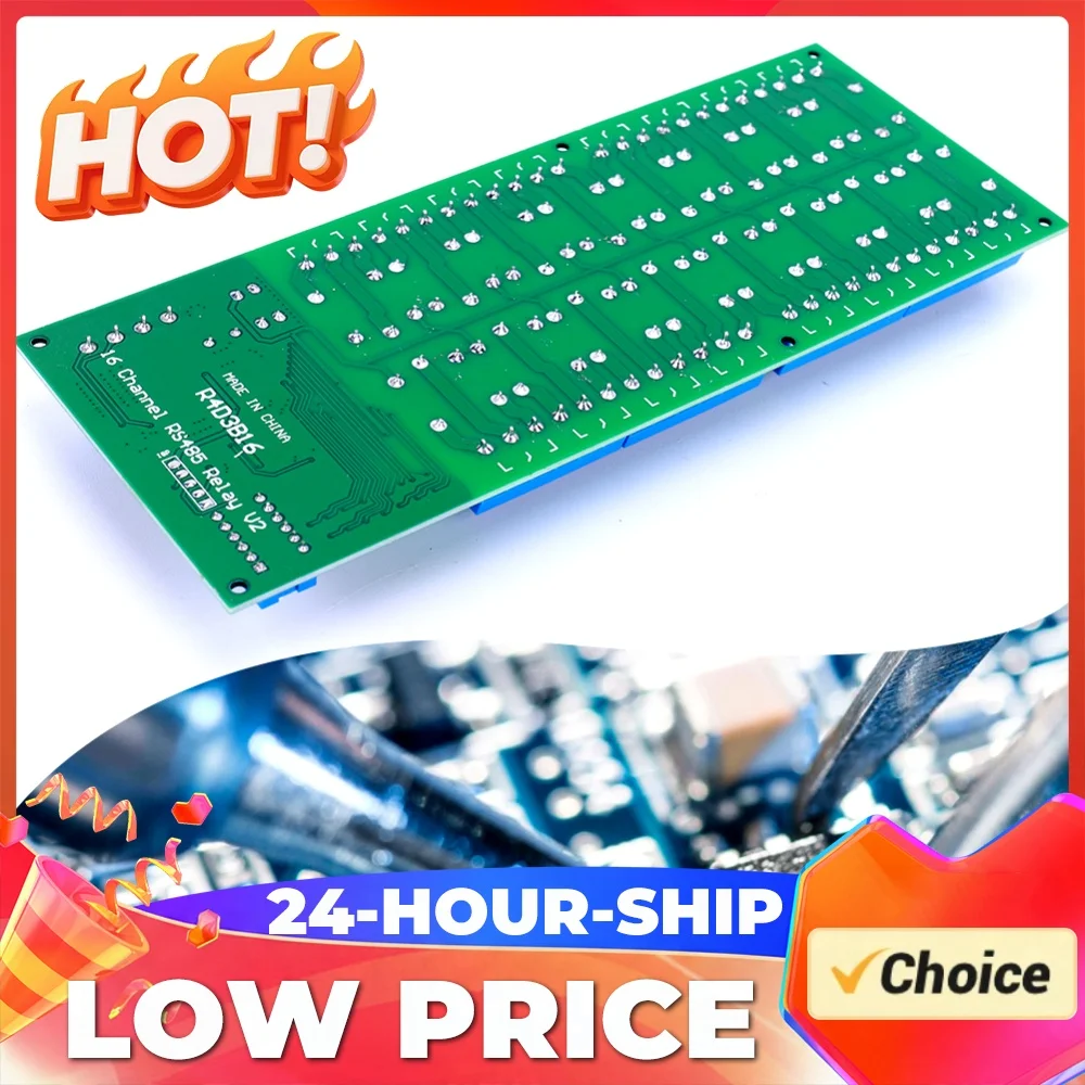 16 Channel DC 12V PLC Controller Serial Port Switch RS485 Relay Module Control Switch Board for PLC PTZ Camera Motor LED
