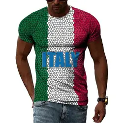 Italy Symbol Printing  T Shirt Man Summer O-Neck Short Sleeve Oversized  Top Casual Tee Loose Streetwear Unisex Harajaku