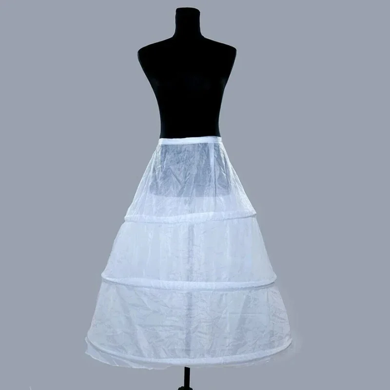 High Quality White 3 Hoops A-Line Petticoat Crinoline Slip Underskirt For Ball Gown Wedding Dress