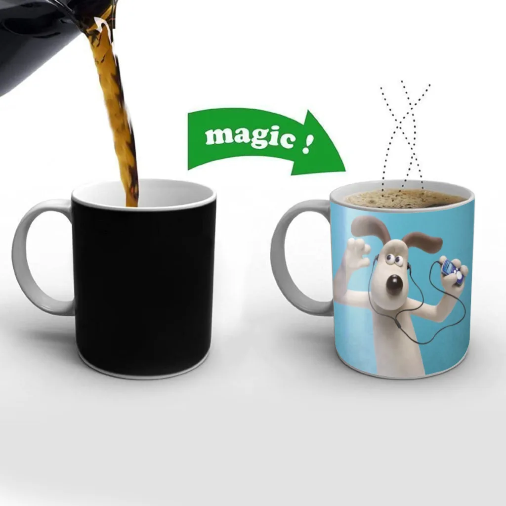 

Kawaii Cute Gromit Heat Sensitive Color Changing Mug 11OZ Ceramic Coffee Cup Magic Cup Heat Changing Coffee Mug